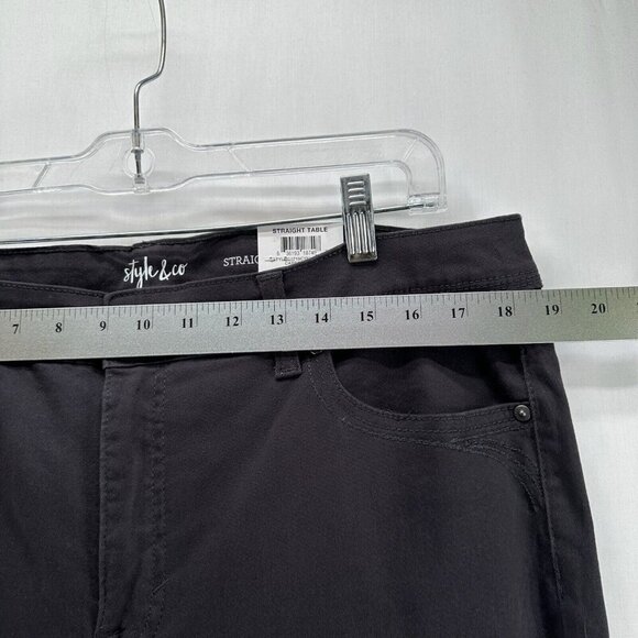 Style & Co Pants Women's 16S Highrise Tummy Control Straight Chino Carbon Gray - Picture 11 of 13